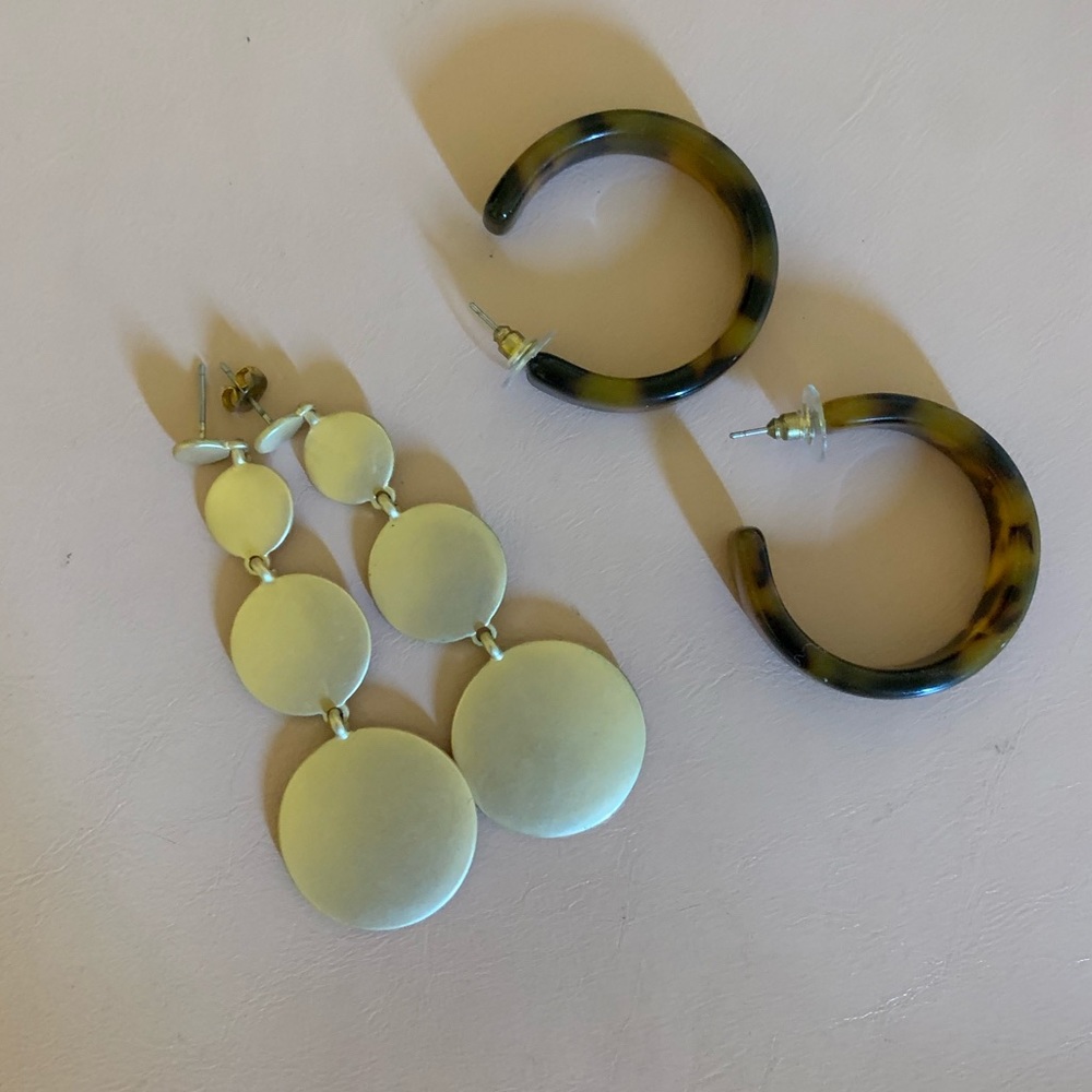 Anthropologie Gold earrings and leopard hoops!